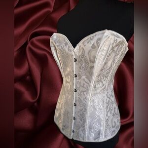 Elegant White Brocade Corset